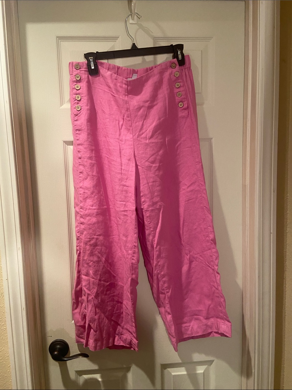 J. Jill Bright Pink Wide Leg Button-Accent Pants - Picture 9 of 9